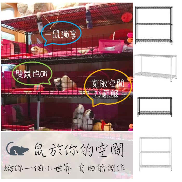 🐭客製【鼠寶架】120x60x(60、90、120、150)黑色/銀色(兩、三)層架 ⚠請注意本商品並不含天竺鼠