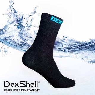 英國Dexshell ULTRA THIN CREW SOCKS 中筒-超薄竹炭纖維內裡莫代爾透濕防水襪 黑色