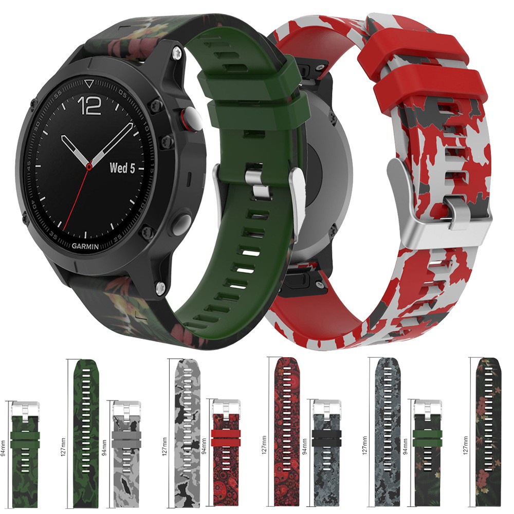 佳明Garmin Fenix7/forerunner935/945快拆印花矽膠錶帶 飛耐時5運動款 男女款 迷彩替換腕帶