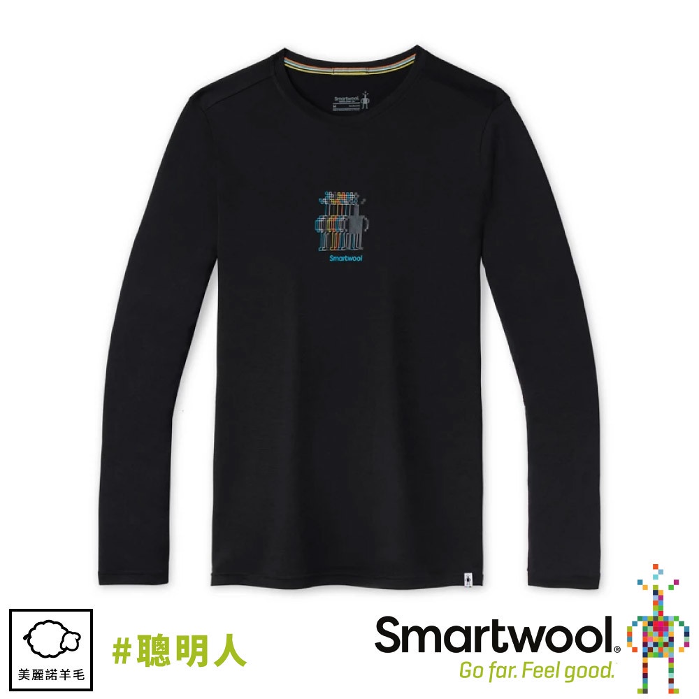 【SmartWool 美國 男 Merino Sport 150 塗鴉長袖T恤《聰明人/黑色》】SW011536/長袖