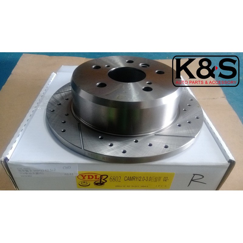 ● 凱興國際●全新YDL原廠規格打孔通風劃線碟盤TOYOTA豐田 CAMRY冠美麗 2.0-3.0後盤一對 269mm單