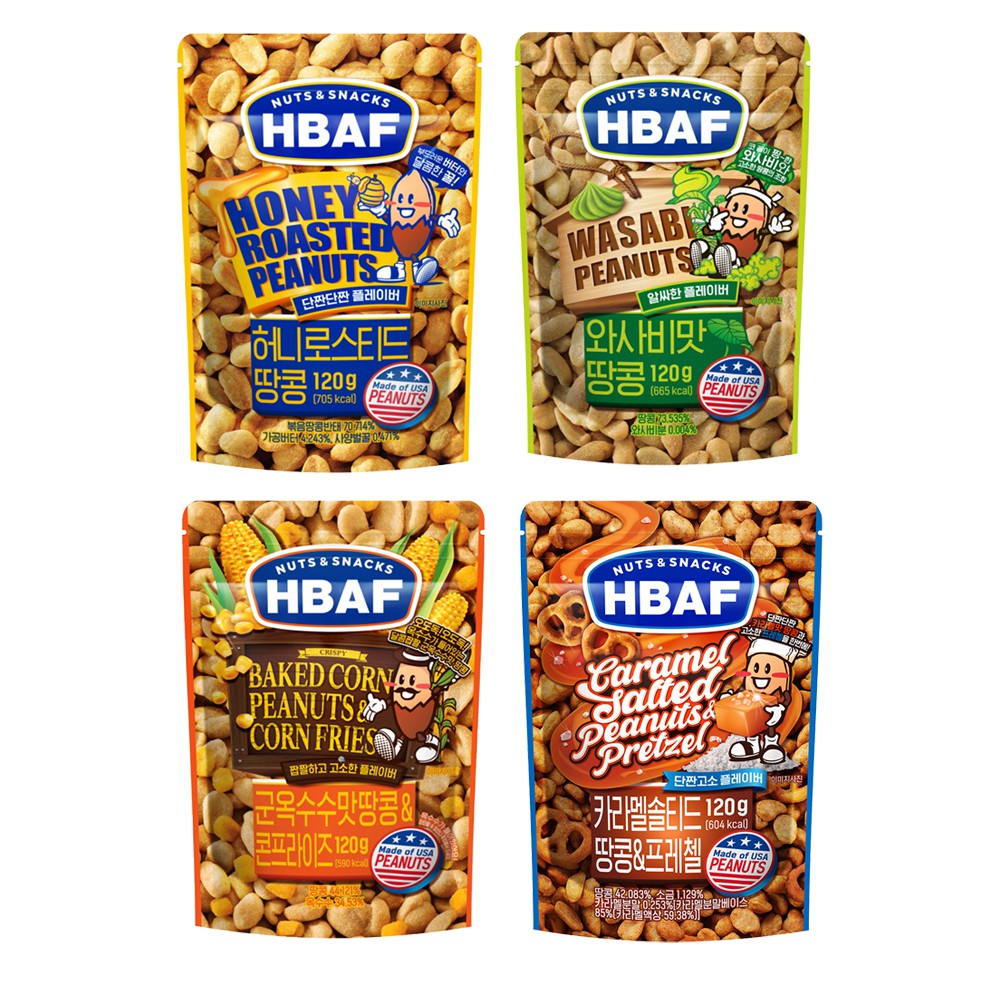 【蝦皮直營特選】韓國 HBAF 花生 120g 多口味可選 IG話題 韓國伴手禮韓國超市必買辦公室團購 (部分即期)