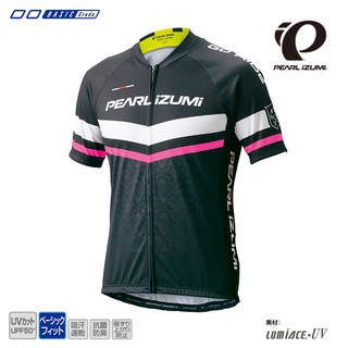 【Pearl izumi】621-B-22 男款短車衣 抗UV 螢光 22號 黑底粉紅邊