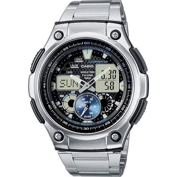 【CASIO】CASIO卡西歐 運動錶款 雙顯 不鏽鋼錶帶AQ-190WD-1A 附卡西歐保固卡及發票