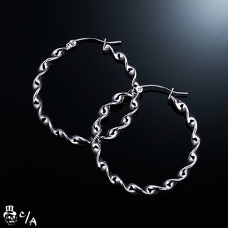 【Metal Mob】CABRON - NEW CIRCLE TWISTED 4mm Earrings 新麻花耳環（大）