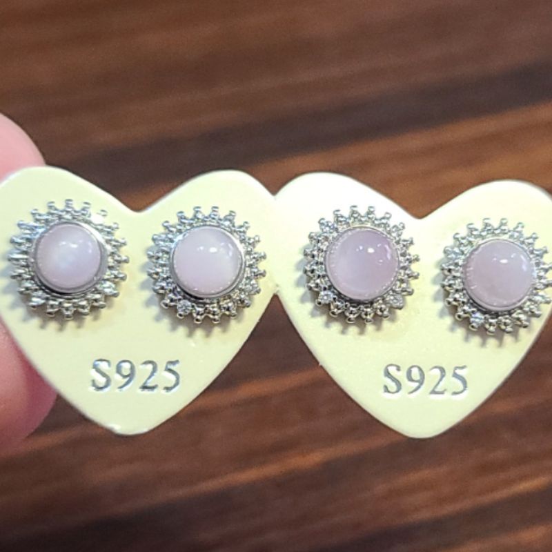 紫鋰輝石 磷灰石 耳針 耳環 925銀針 天然❤水晶玉石特賣#B590