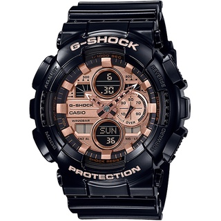 【CASIO】卡西歐 G-SHOCK 雙顯運動錶-黑 X 玫瑰金 GA-140GB-1A2 台灣卡西歐保固一年