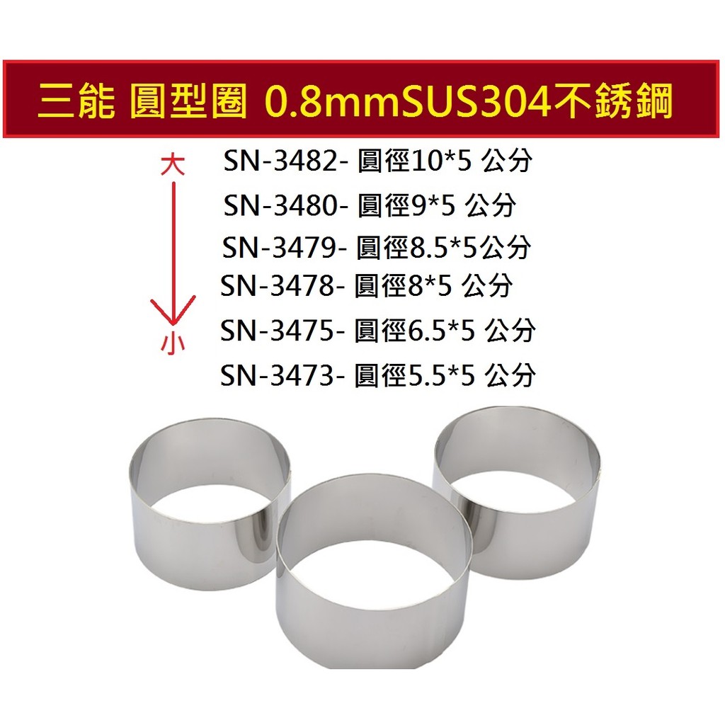 三能-圓形圈SN3482.SN3480.SN.3479.SN3478.SN3475.SN3473慕斯圈.餅乾圓形壓模