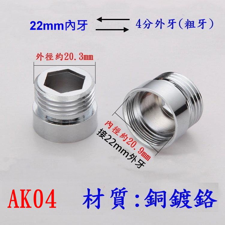 Ak04 22mm內牙 4分細牙 轉4分外牙 粗牙 老頑童雜貨鋪 水龍頭轉接頭 濾水器轉接頭 延長管轉接頭 柔水器
