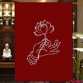 公司貨熱賣下殺#佛手蓮花門簾 茶室掛簾 佛室隔斷簾 瑜伽館半簾 佛龕簾安裝魔術貼窗簾 高遮光臥室飄窗遮陽布 窗簾 門簾