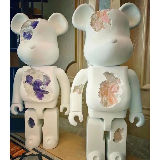 #進口 #熱銷 現貨積木熊bearbrick粉色紫色烏拉圭水晶熊擺件雕塑潮玩手辦1000%