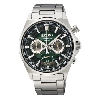 【SEIKO精工】賽車風 SSB405P1 鋼錶帶 三眼計時男錶 41mm 綠/銀 8T63-00T0G 臺南 時代鐘錶