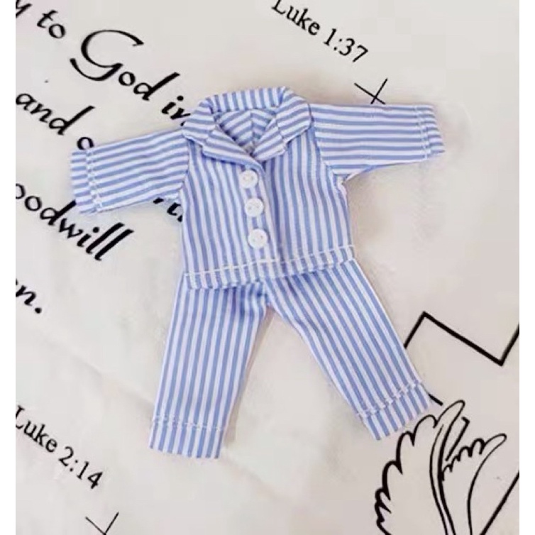 【現貨】OB11 睡衣套裝 兩件式 條紋睡衣 娃衣 GSC 黏土娃 睡衣 休閒 衣服 上衣 褲子 藍白條紋 娃衣 娃褲