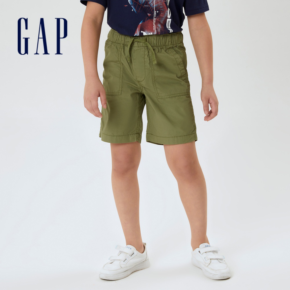 Gap 男童裝 工裝鬆緊透氣短褲-綠色(702071)