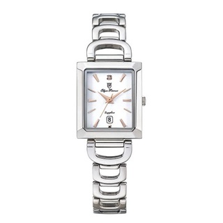OP奧柏錶 女 白面長形銀框 石英腕錶 (2477LS) 23mm