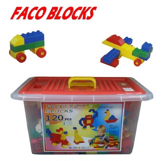【W先生】FACO 120片 積木 積木桶 大顆粒積木 積木收納桶 樂高 ST安全玩具 台灣製造