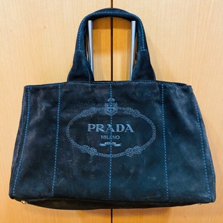 PRADA 深咖啡色麂皮手提包