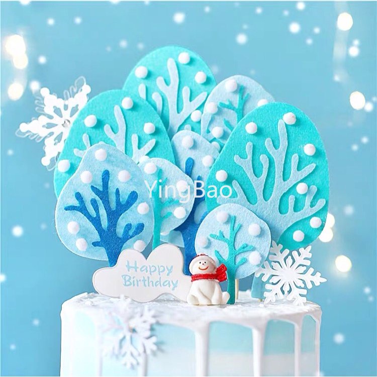 Pc 3pcs 冷凍雪氈樹蛋糕禮帽聖誕節冬季蛋糕裝飾派對用品兒童生日派對蛋糕裝飾