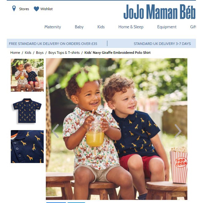 [大降價現貨] 英國正品 JoJo Maman Bebe 男童 短袖上衣 (長頸鹿 )POLO 男孩 童裝