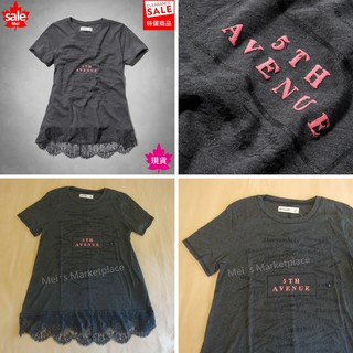 【真品*現貨】a&f af abercrombie kids下襬蕾絲 短T 短袖