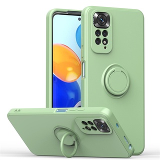 XIAOMI REDMI 小米紅米 Note 11S Pro 手機殼豪華液態矽膠磁環支架手機殼適用於紅米 Note11