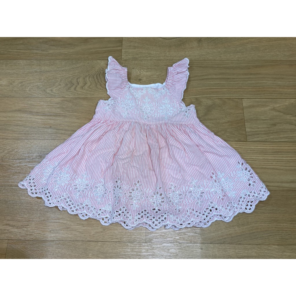 『現貨』日本購入 正版 baby gap 粉色 雕花 洋裝 有內裡 沒有小褲 涼爽 薄款 6-12m 70cm 小飛袖