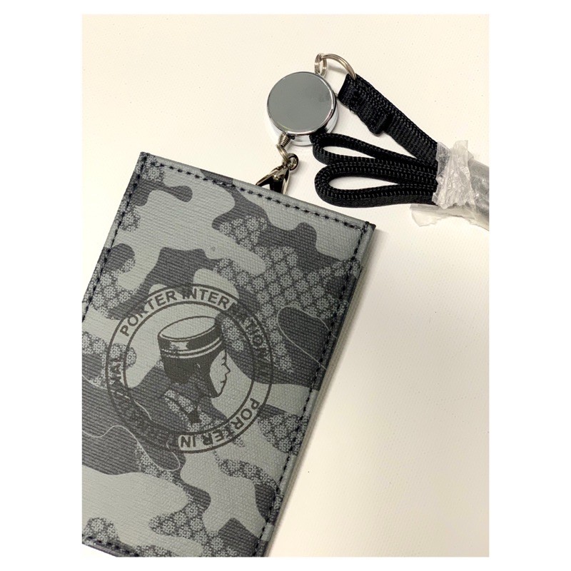 全新 Porter專櫃正品 絕版限量 灰迷彩 伸縮拉繩識別證卡套 直式 蝦皮購物