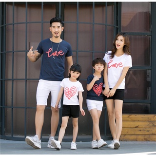 深藍與白love愛心上衣親子裝情侶裝