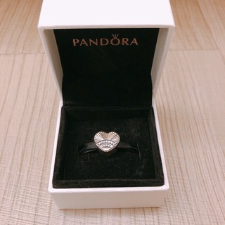 Pandora 潘朵拉 愛心鑲鋯扇狀浮雕 純銀墜飾 串珠