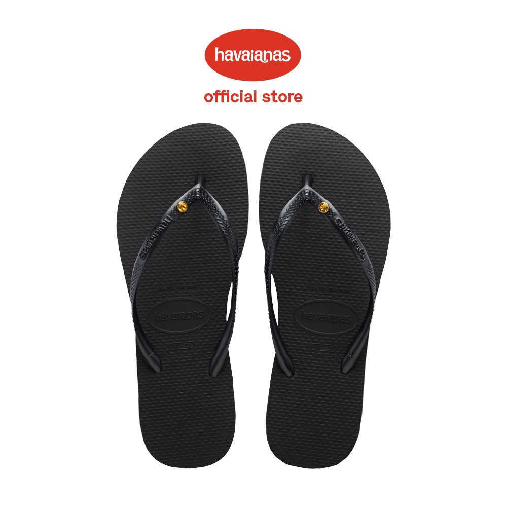 Havaianas哈瓦仕 拖鞋 夾腳拖 水鑽 金鑽 黑 Slim Sw Apac 4147017-2191W