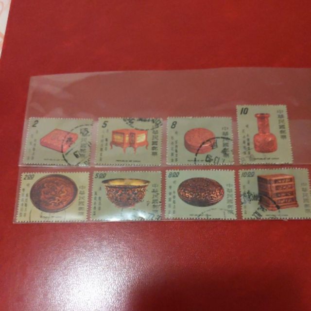 舊票 台灣古物郵票漆器