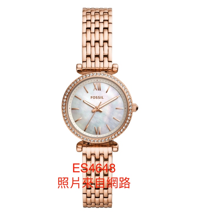 ES4648 全新FOSSIL Carlie 晶鑽女錶-珍珠貝x玫瑰金/28mm