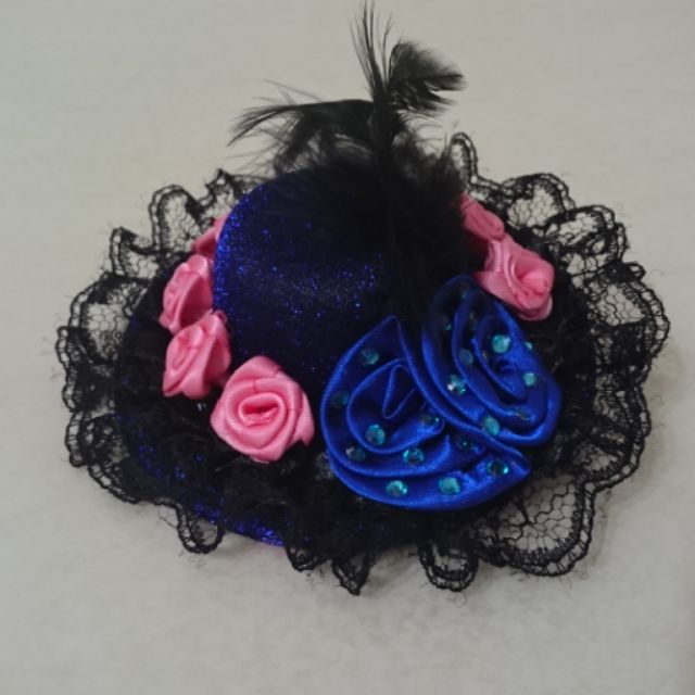 新娘頭飾/藍色立體羽毛帽子造型髮飾