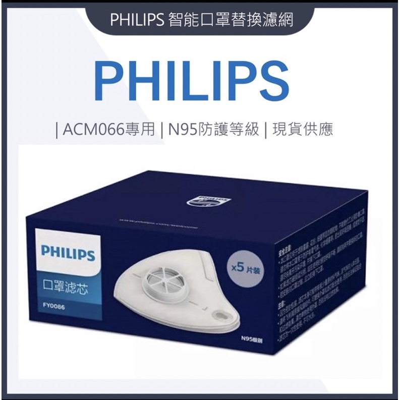 【台灣現貨】FY0086 成人全新PHILIPS飛利浦電動新風口罩原廠替換濾芯 (1盒5片裝）