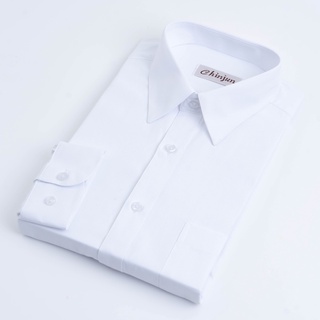 Image of 【CHINJUN】抗皺襯衫-長袖、白底斜紋、編號：8056
