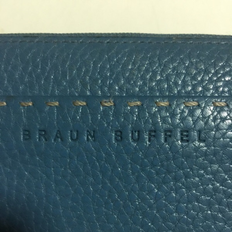 【BRAUN BUFFEL】德國小金牛卵石紋14卡零錢袋長夾 -藍色