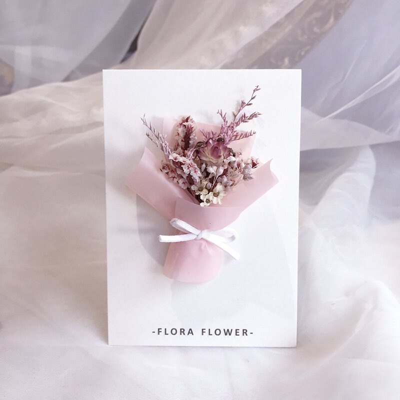 Flora Flower 紅粉色系掀開式乾燥花卡片