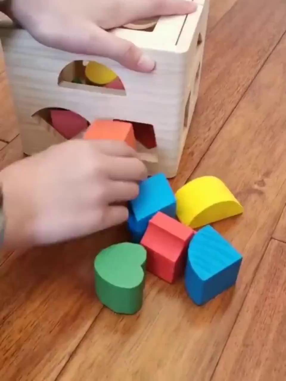 【樹年】寶寶早教幾何形狀配對智力盒多功能趣味益智玩具十三孔智慧盒積木形狀匹配禮物嬰兒早期學習兒童木制