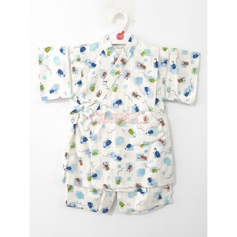 Uc Jp 褲款100cm 110cm 白底獨角仙蜻蜓方格日本製男寶寶兒童和服浴衣甚平攝影 蝦皮購物