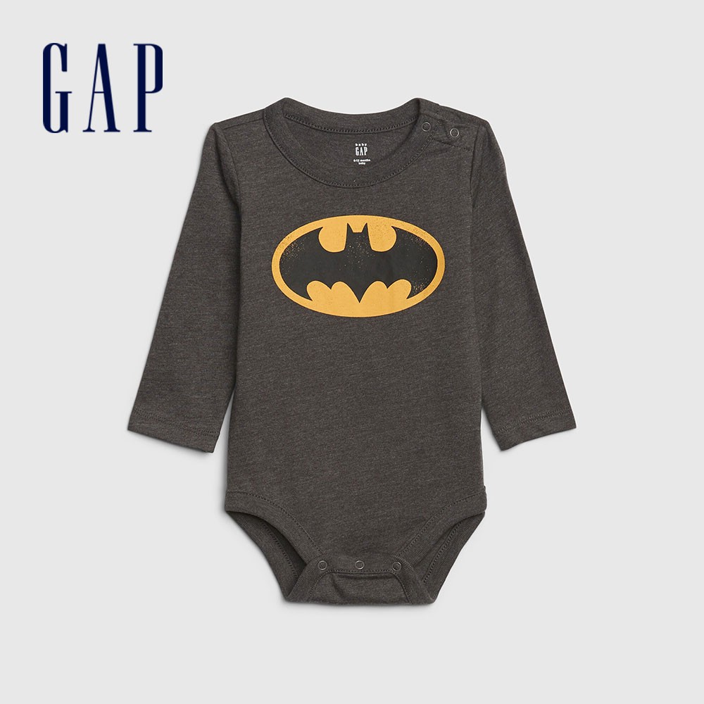 Gap 嬰兒裝 Gap x DC™正義聯盟聯名 圓領長袖包屁衣-黑色(619018)