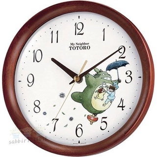 JP購✿吉卜力 正版 壁掛時鐘 龍貓拿傘 飛天 茶木框 宮崎駿 龍貓 TOTORO 掛鐘 時鐘 壁掛鐘 壁鐘 連續秒針