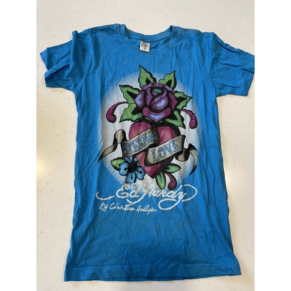 Ed hardy 藍色短袖上衣 L