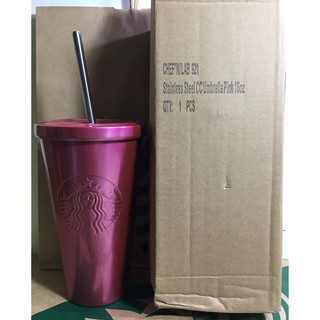 Starbucks 美國星巴克 16oz 粉紅 棕紅 暗紅 不鏽鋼隨行杯 (附不鏽鋼吸管) 全新