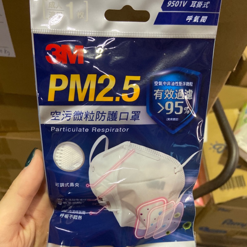 3M PM2.5 9501V耳掛型帶閥 空污微粒防護口罩 單一入