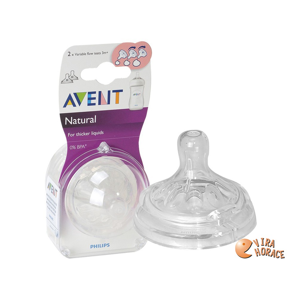 AVENT 親乳感防脹氣奶嘴(寬口徑 2入裝 一字孔) 獨特雙氣孔防脹氣設計  防脹效果佳  HORACE