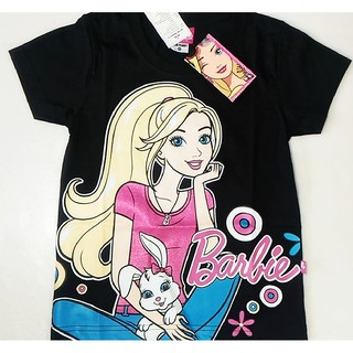 【YJ小舖】Disney 迪士尼 正版 短袖 棉T 芭比 娃娃 Barbie 夏裝 中大童 雷射防偽BA-0144黑