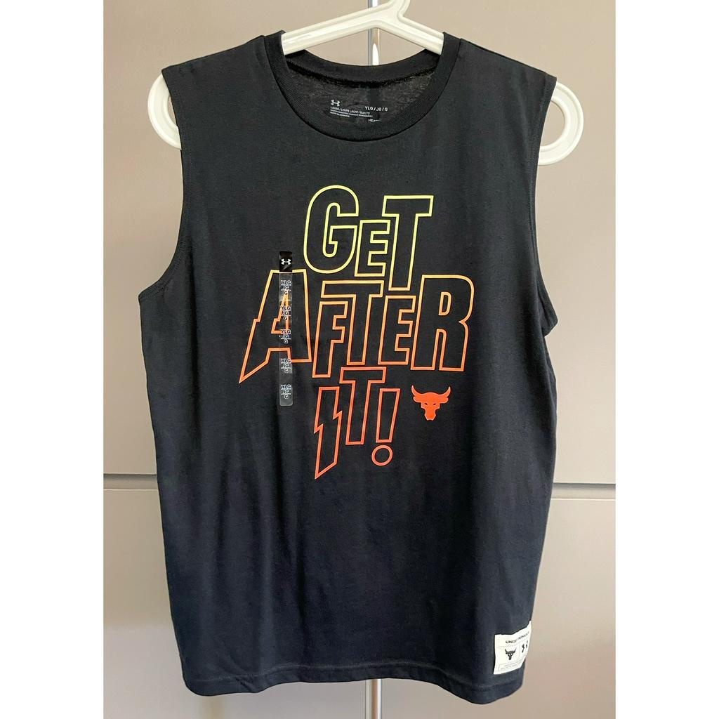【Julia Shop 新品男童區】UA Under Armour安德瑪男童黑色牛頭無袖上衣 ／YLG 14-16