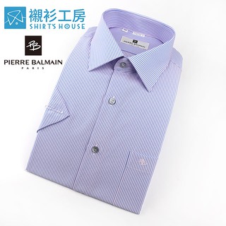 皮爾帕門pb藍、粉紅條紋相間上班族團購合身短袖襯衫54332-03 -襯衫工房