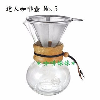 【咖啡妹妹】達人咖啡壺 No.5 手沖組 不銹鋼濾網+玻璃壺