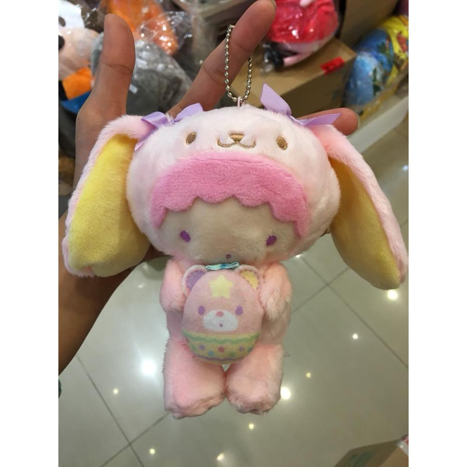 阿虎會社【C - 988】正版 日本進口 三麗鷗 Sanrio 復活節彩蛋 玩偶 娃娃 吊飾 雙子星 LALA 兔子裝